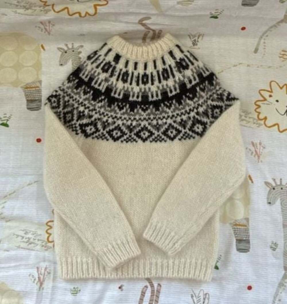 Icewear Elmar Icelandic Wool Kids Sweater Cream Black 122-128